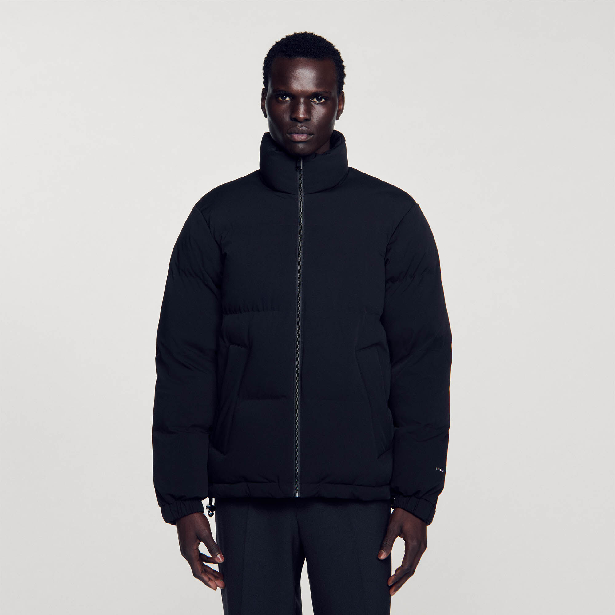 Oversized puffer jacket black / gray for Men | Sandro Paris Oversized puffer jacket black / gray for Men | Sandro Paris