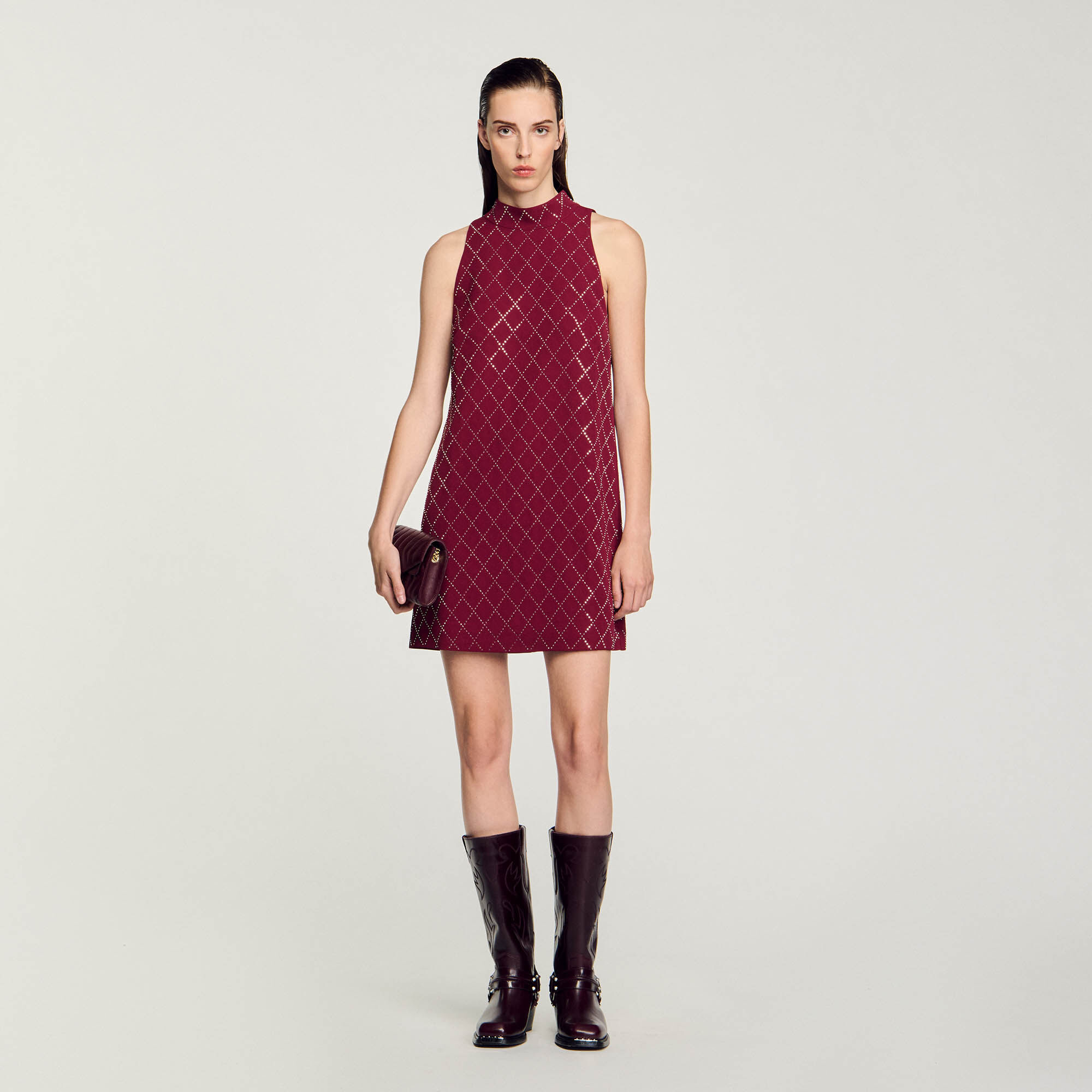 新作モデル Studded Paris Sandro | Women For red dress short diamond アクセサリー