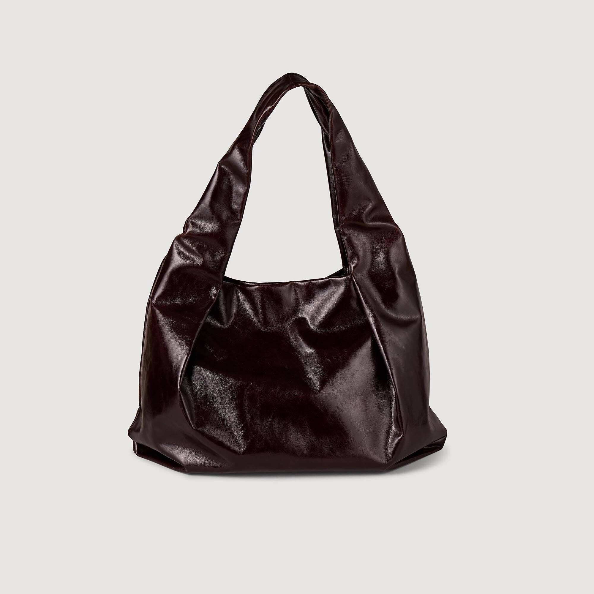 Large shiny leather bag