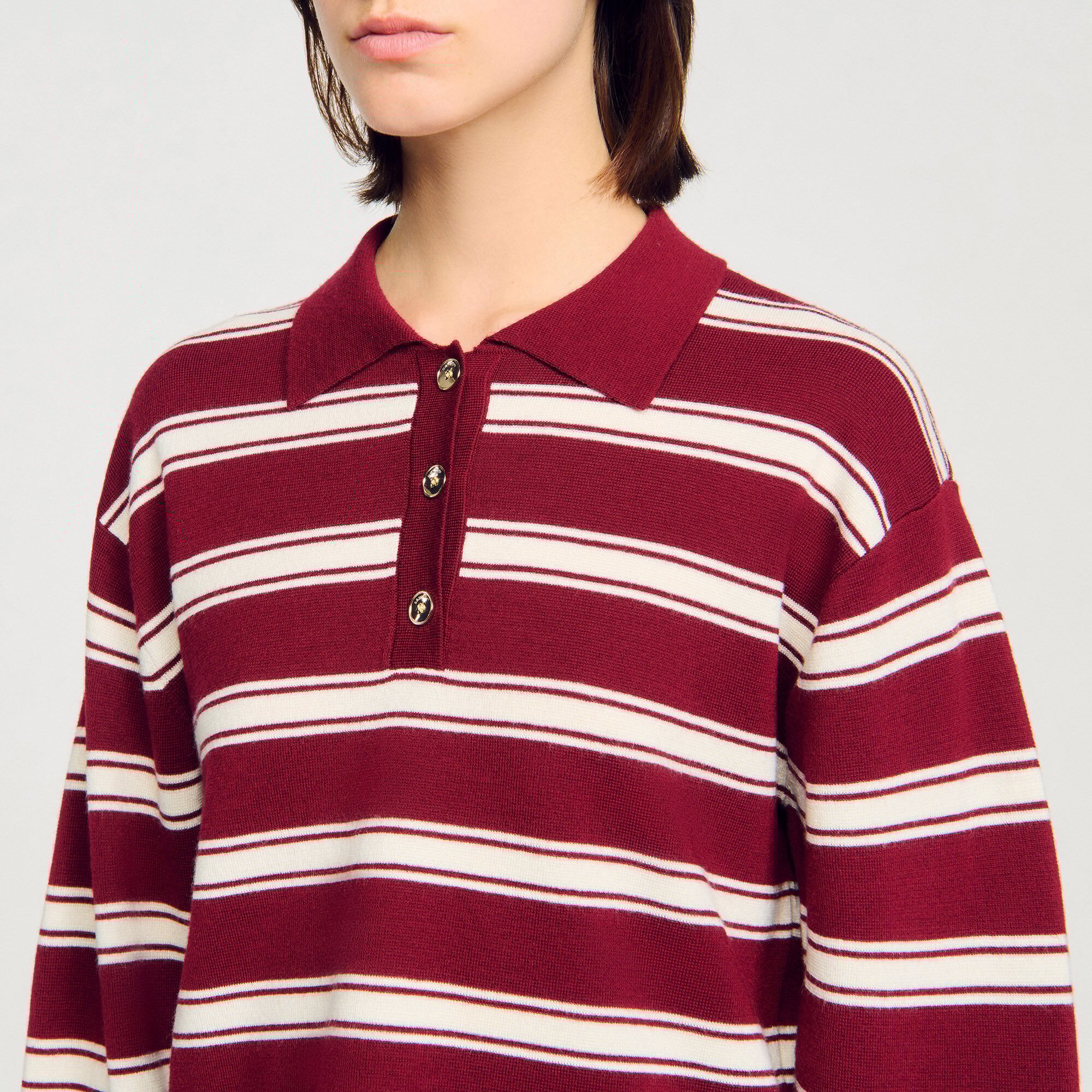 Striped polo sweater