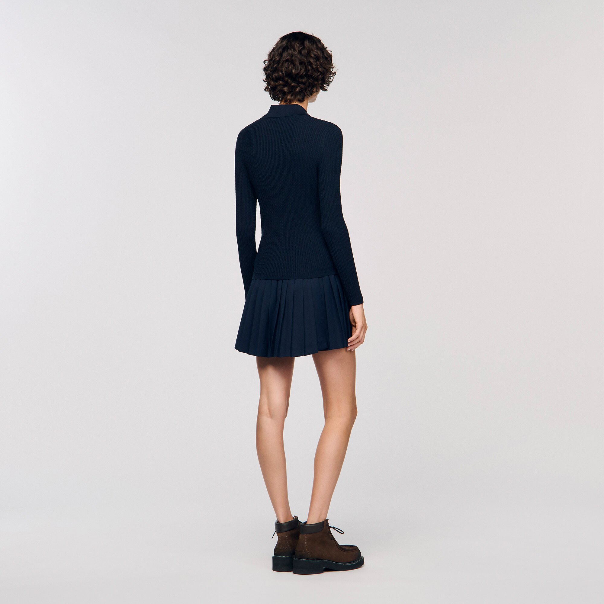 Cable knit polo sweater