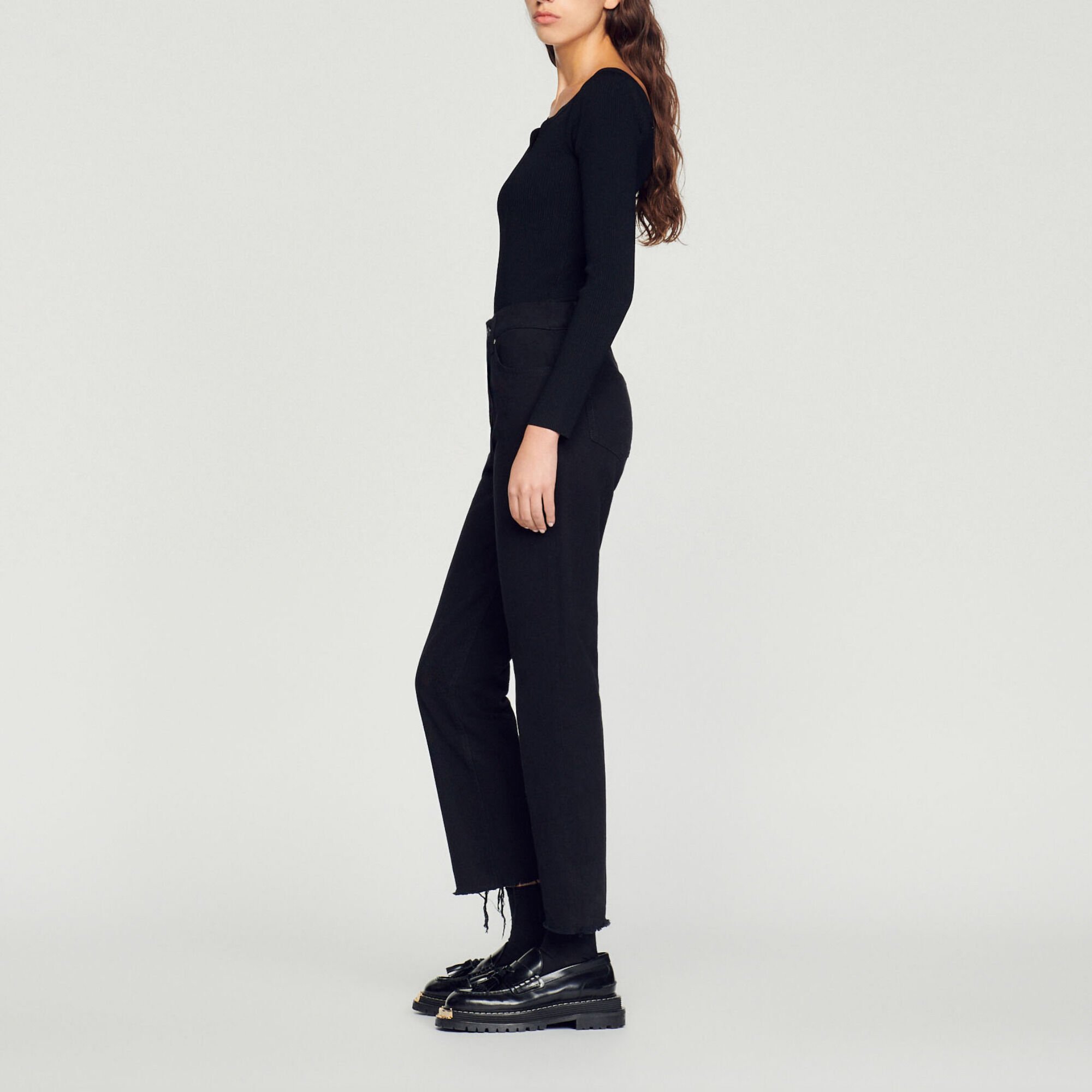 Knit bodysuit with sweetheart neck