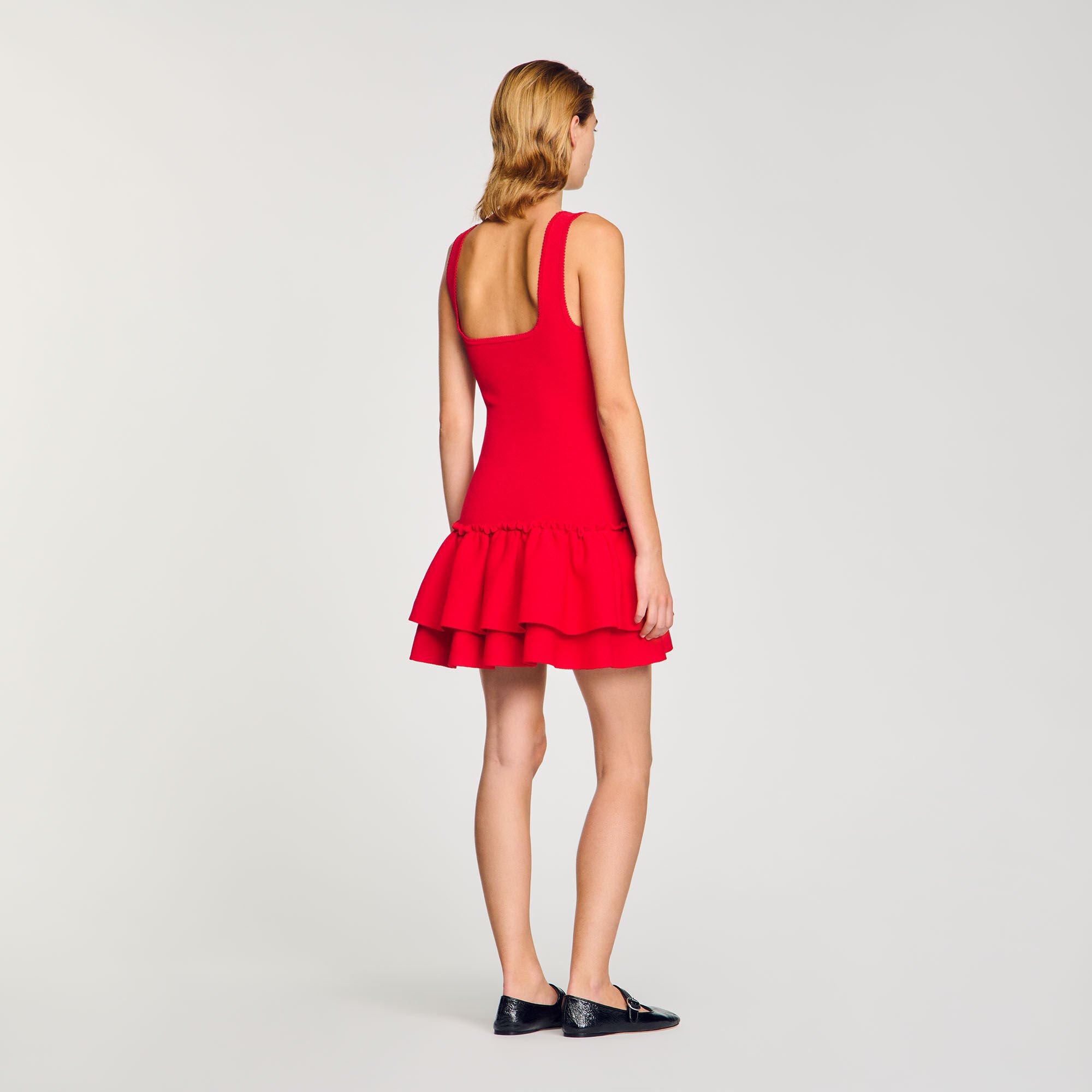 Short knit dress with ruffles