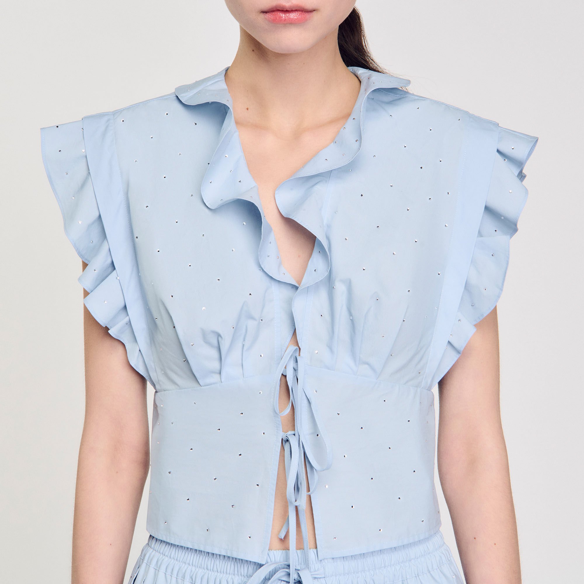 Rhinestone ruffle top