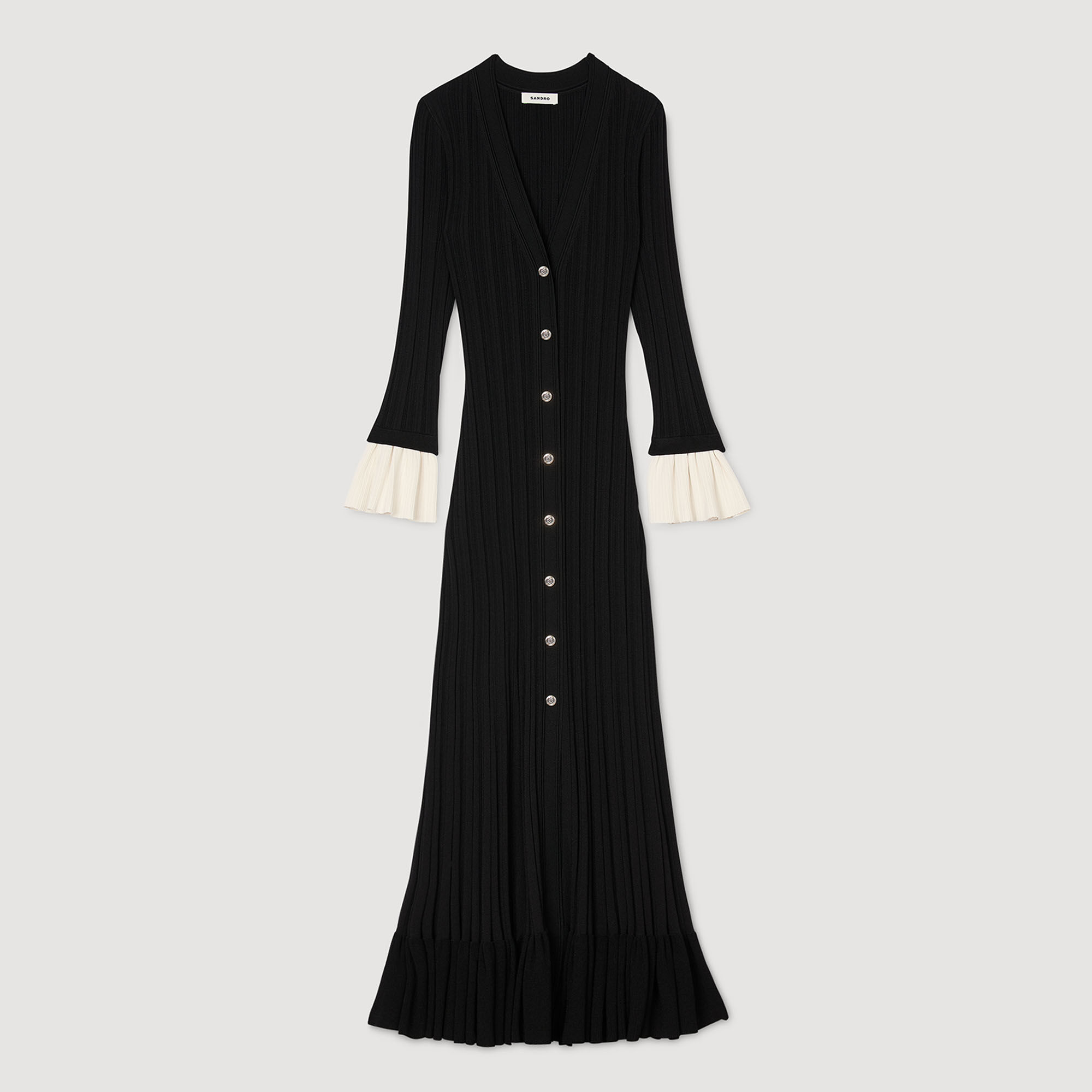 Two-tone knit maxi dress black / gray For Women | Sandro Paris