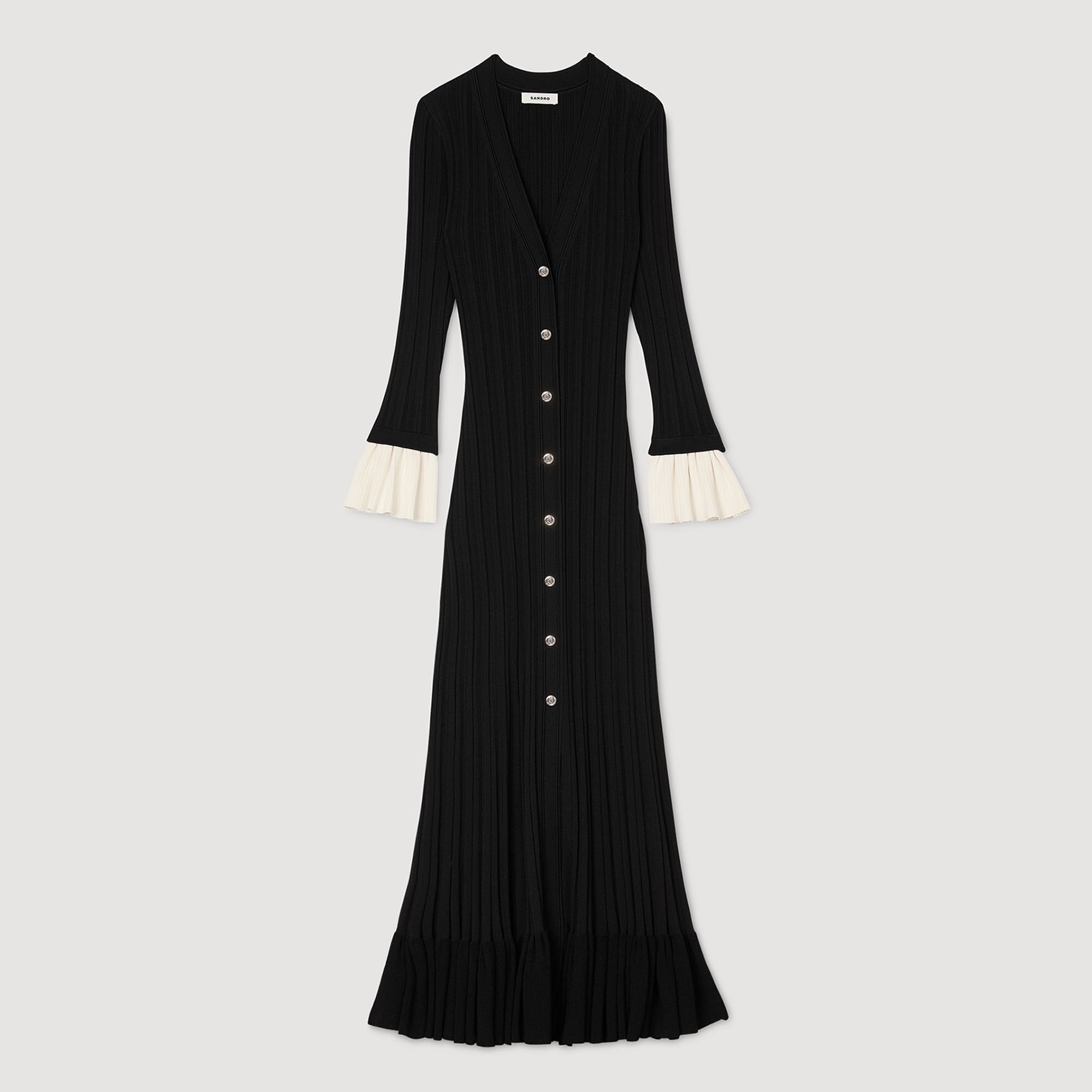 Two-tone knit maxi dress