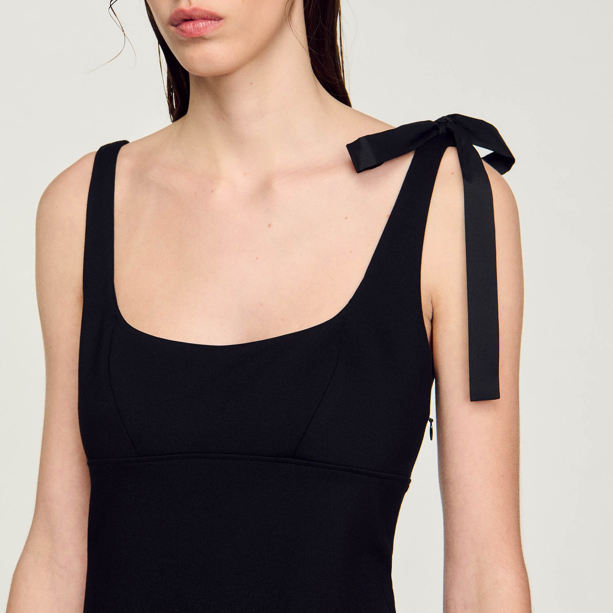 Dual-material mini dress