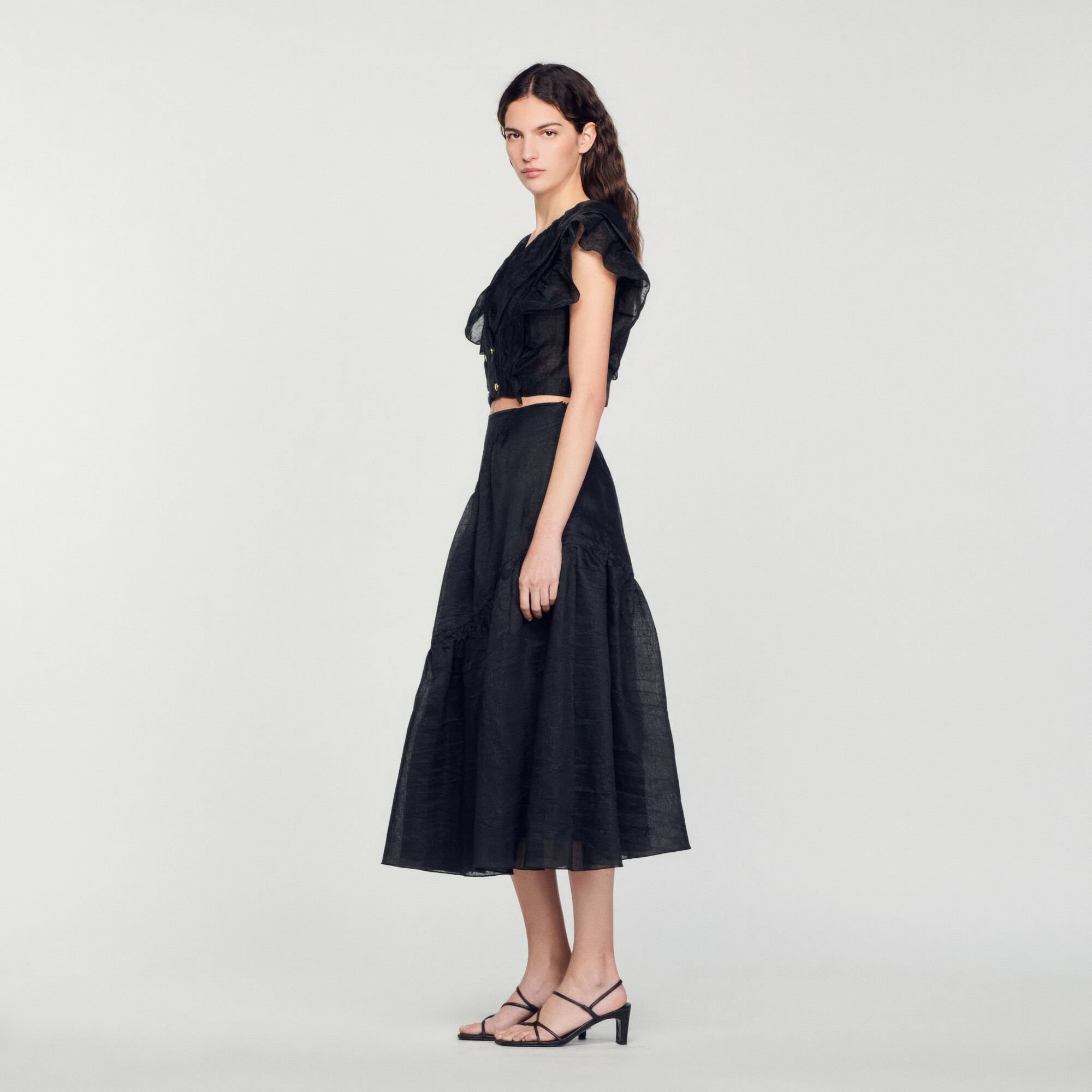 Long ruffled skirt