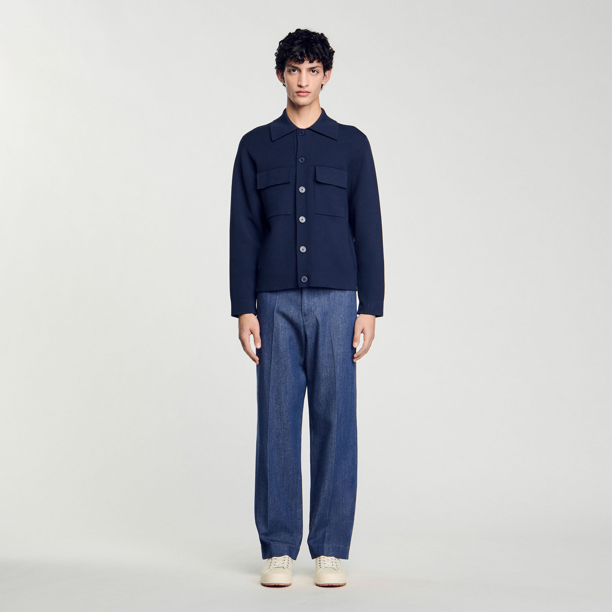 Knit jacket blue for Men | Sandro Paris