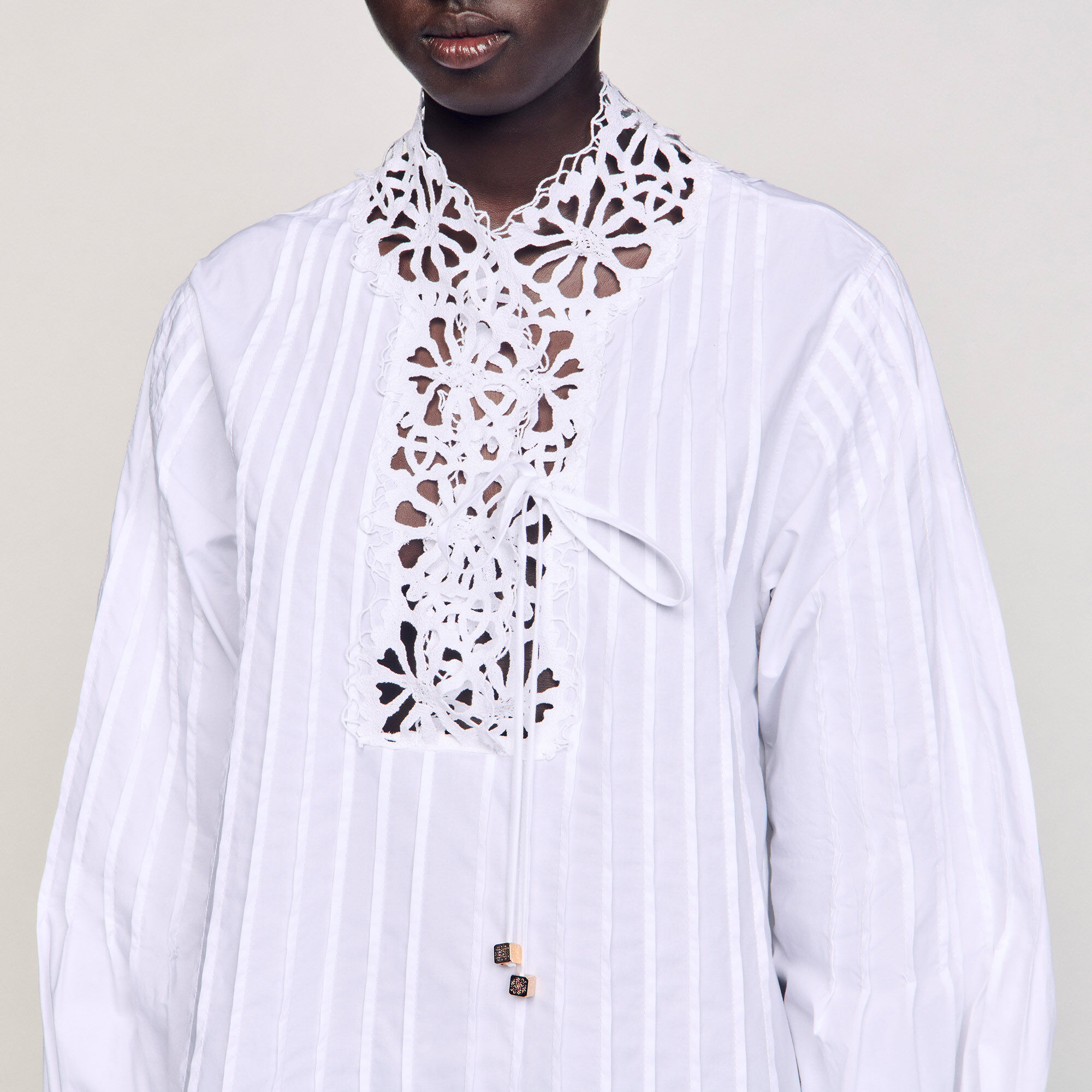 新しい季節 Mini dress Sandro | Women For beige / white detail lace with ワンピース