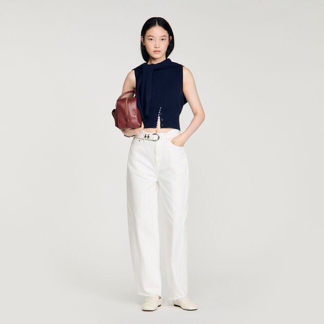 Cropped striped wool-cashmere sweater