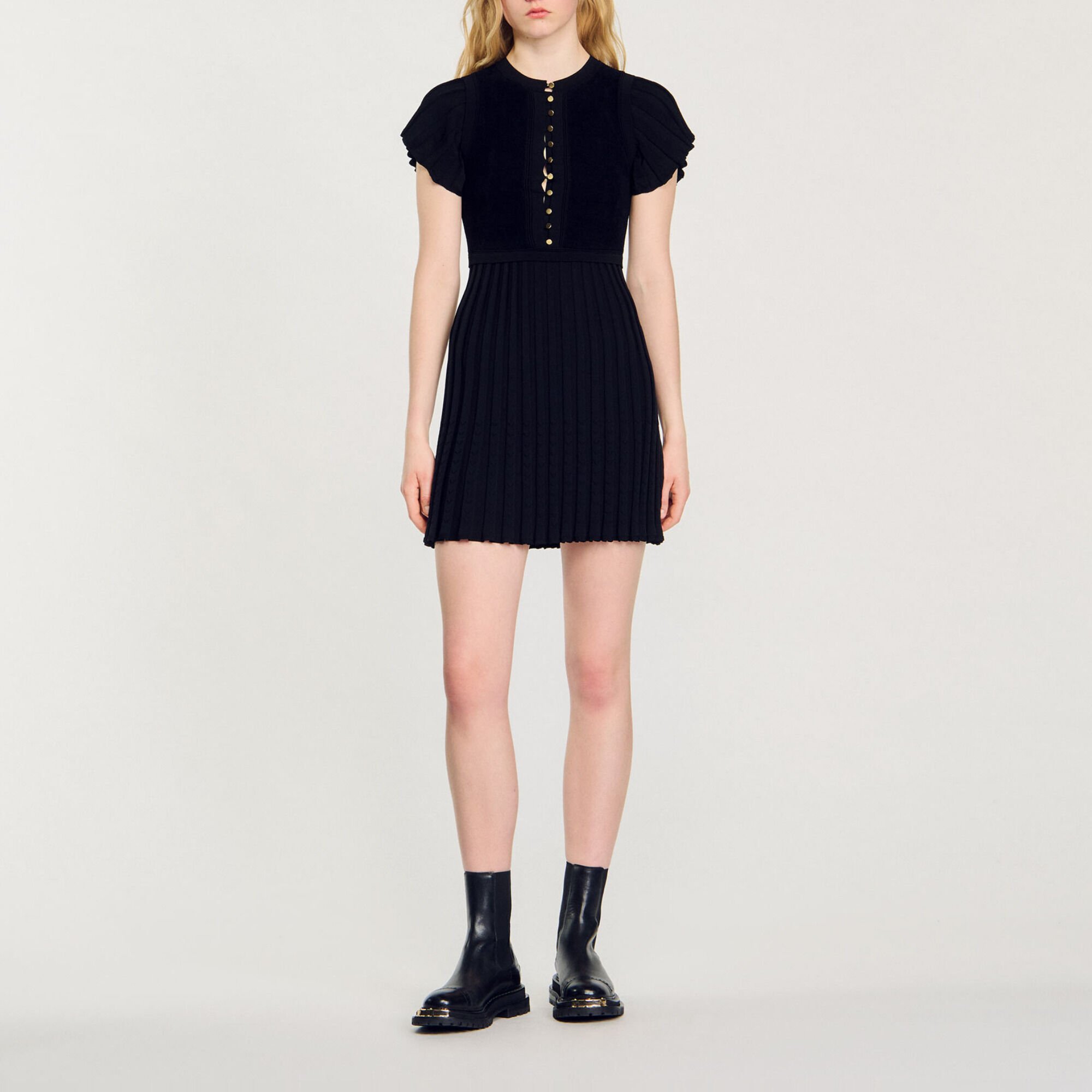 Pleated knit dress