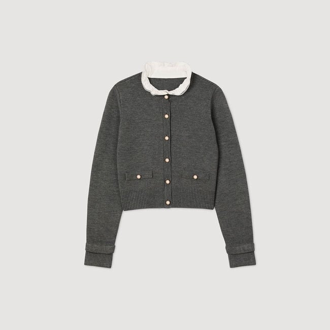 Cardigan with ruffle collar