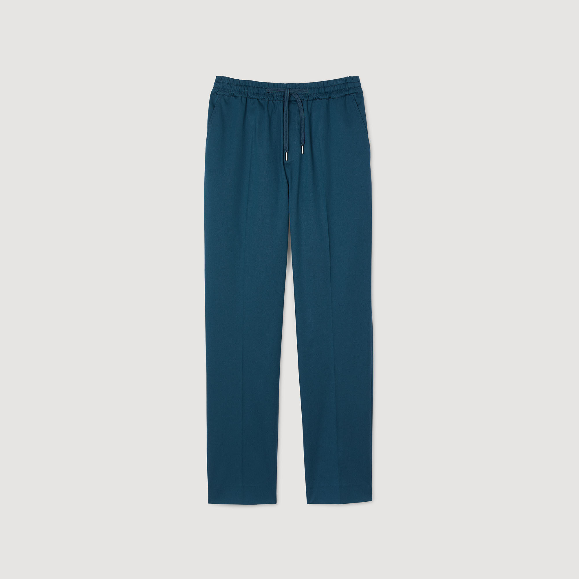 Elasticated straight-leg trousers