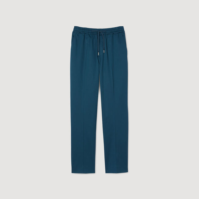Elasticated straight-leg trousers