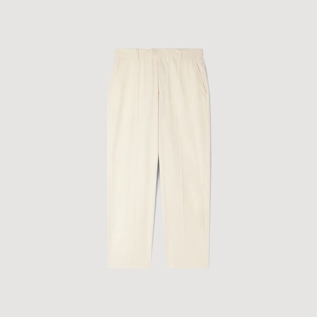 Wide-leg cotton trousers