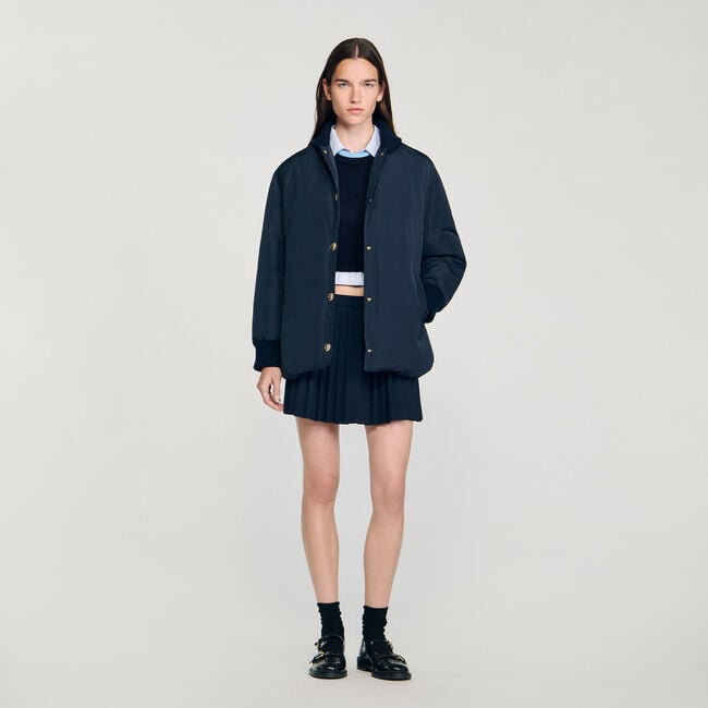 Puffer jacket with teddy collar