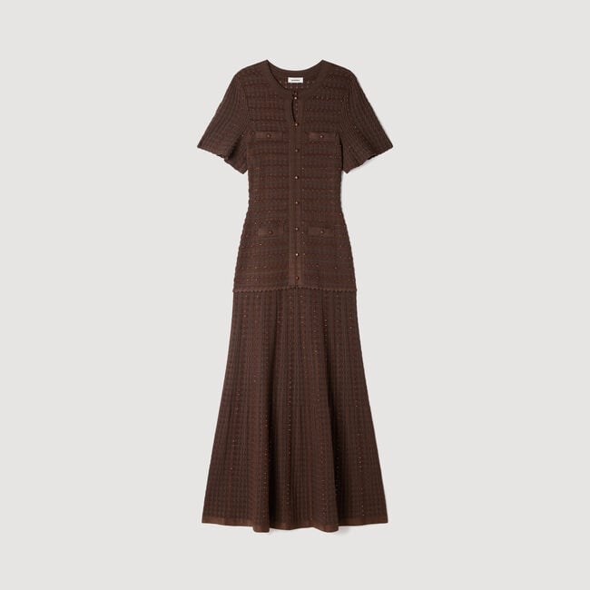 Rhinestone knit maxi dress - Women | Sandro