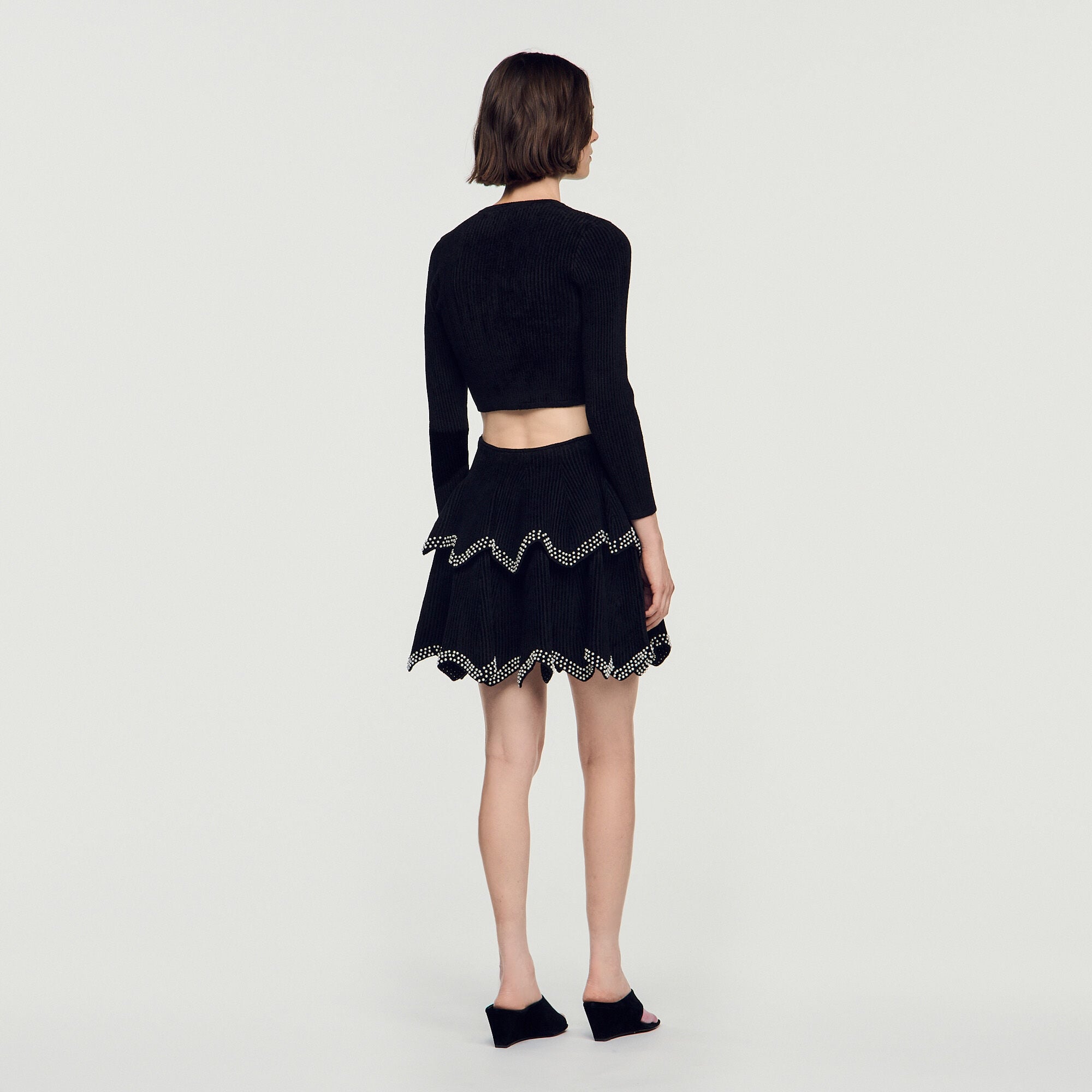 Velvet skater skirt with pearls - Women | Sandro