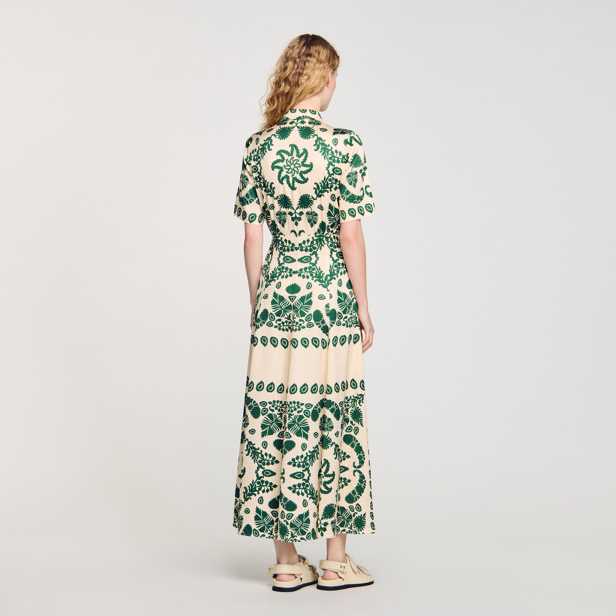 Floral print maxi dress white / beige For Women | Sandro Paris