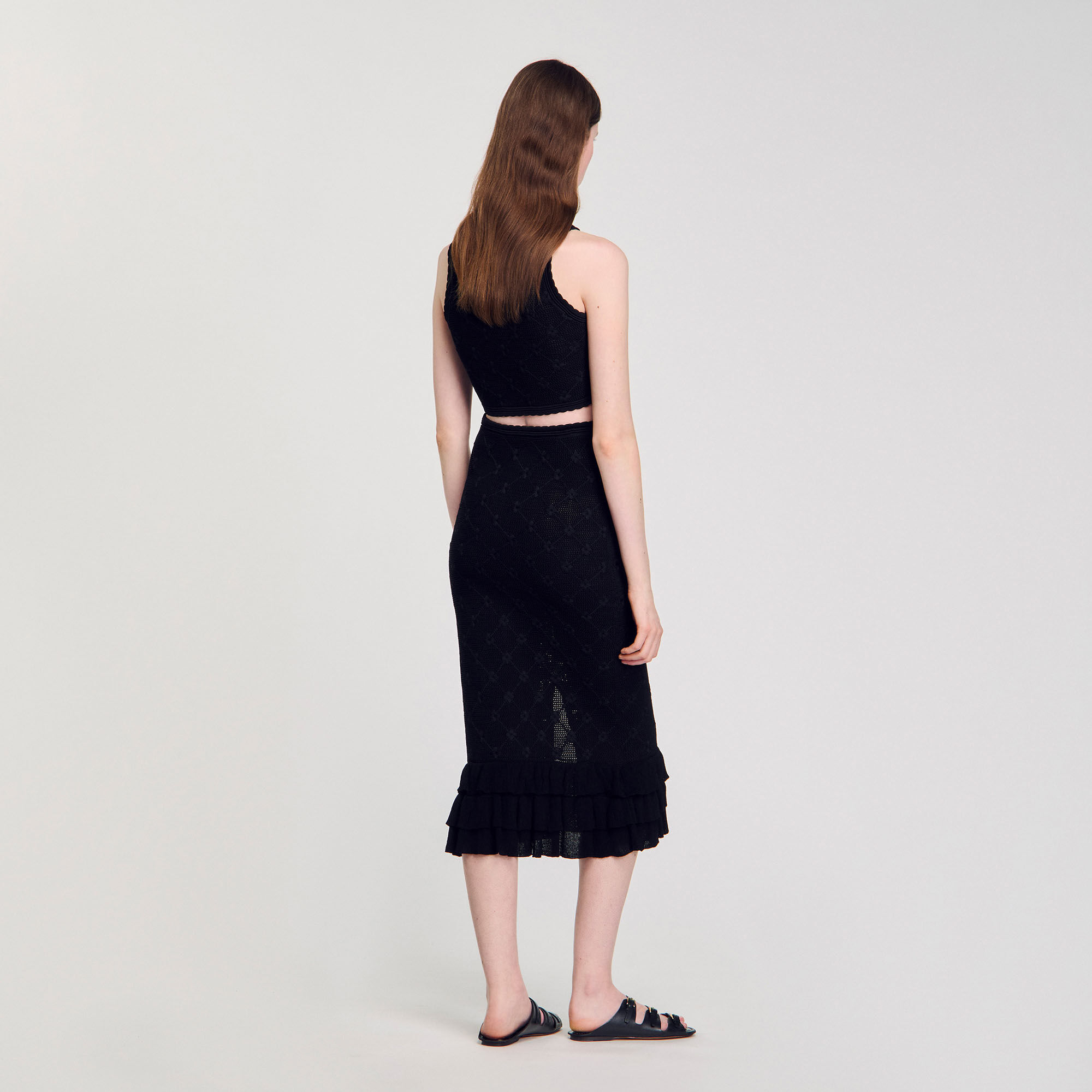 Knit midi skirt black / gray For Women | Sandro Paris