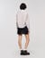 Plaid and pearl collar shirt