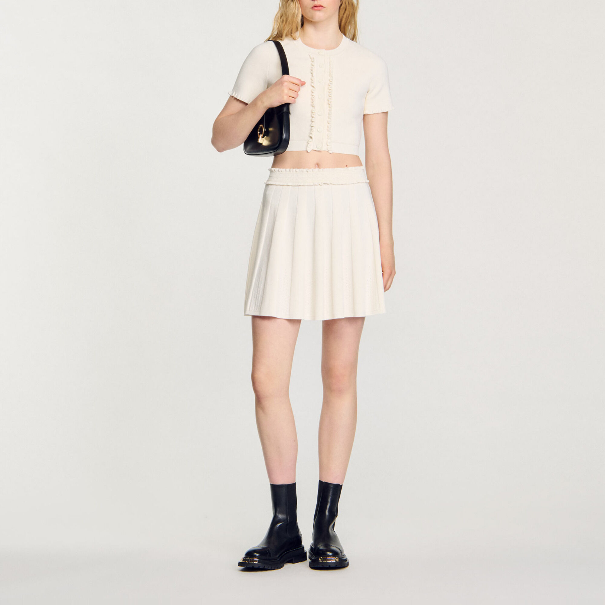 Pointelle knit skirt