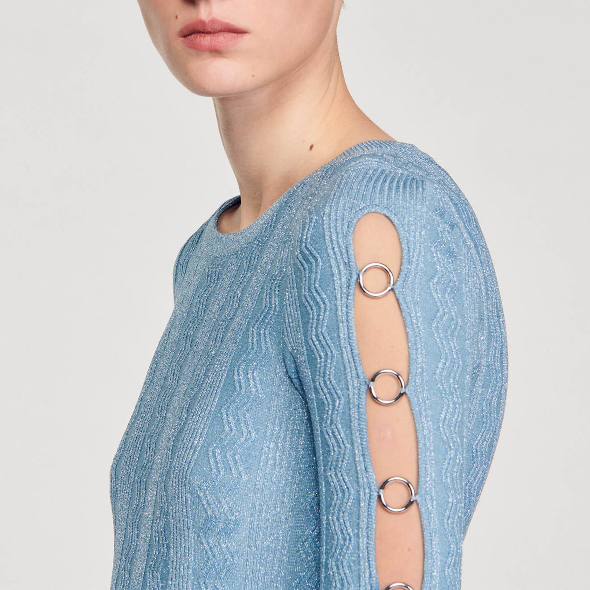 Long-sleeved knit midi dress