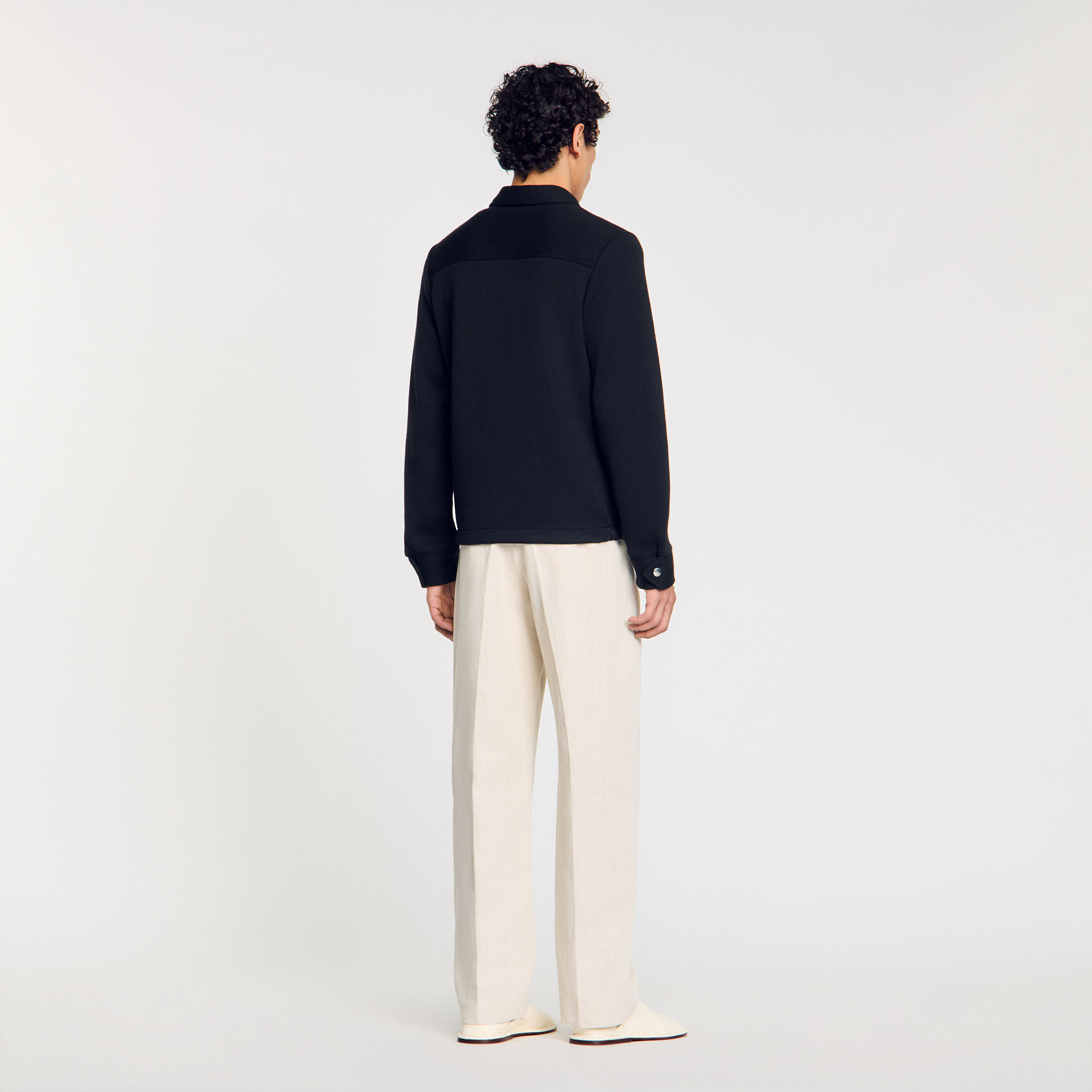 sandro paris  ウールニット　ジャケット Sandro Sandro Paris Women's Black Ribbed Viscose Cropped