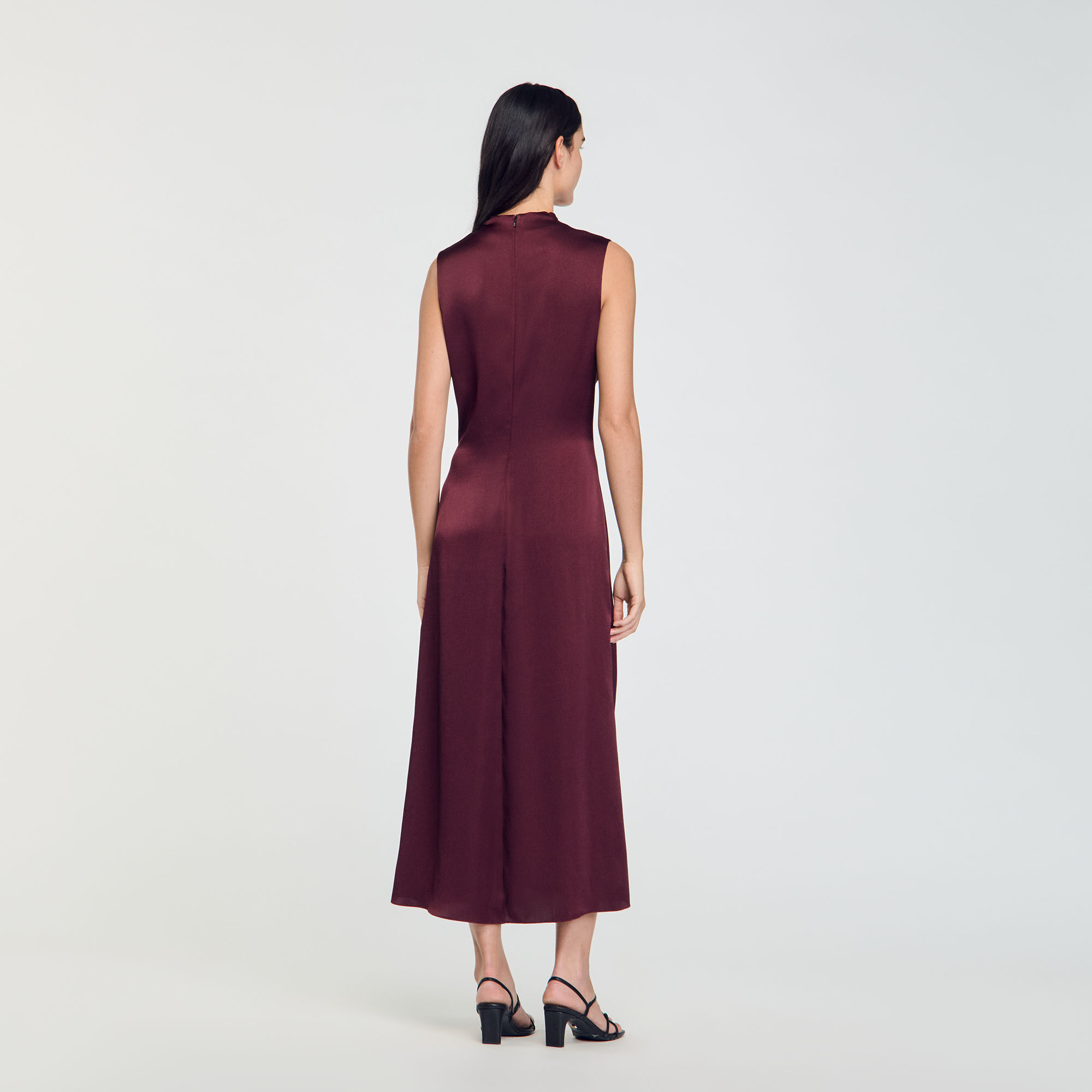 Draped satin-effect dress