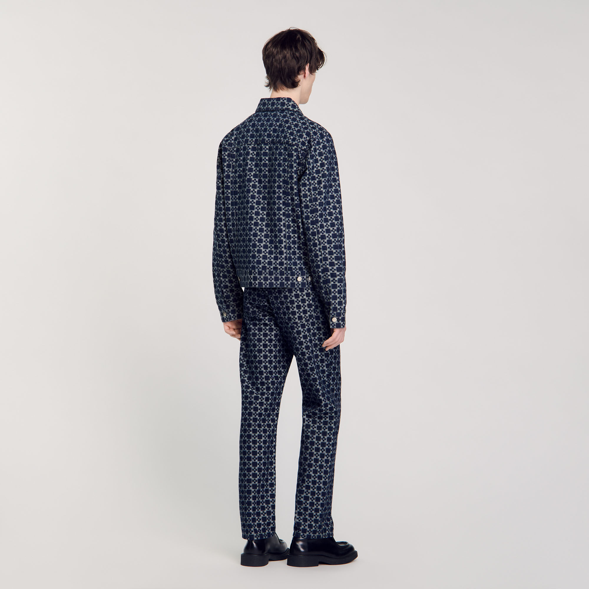Square cross denim jacket