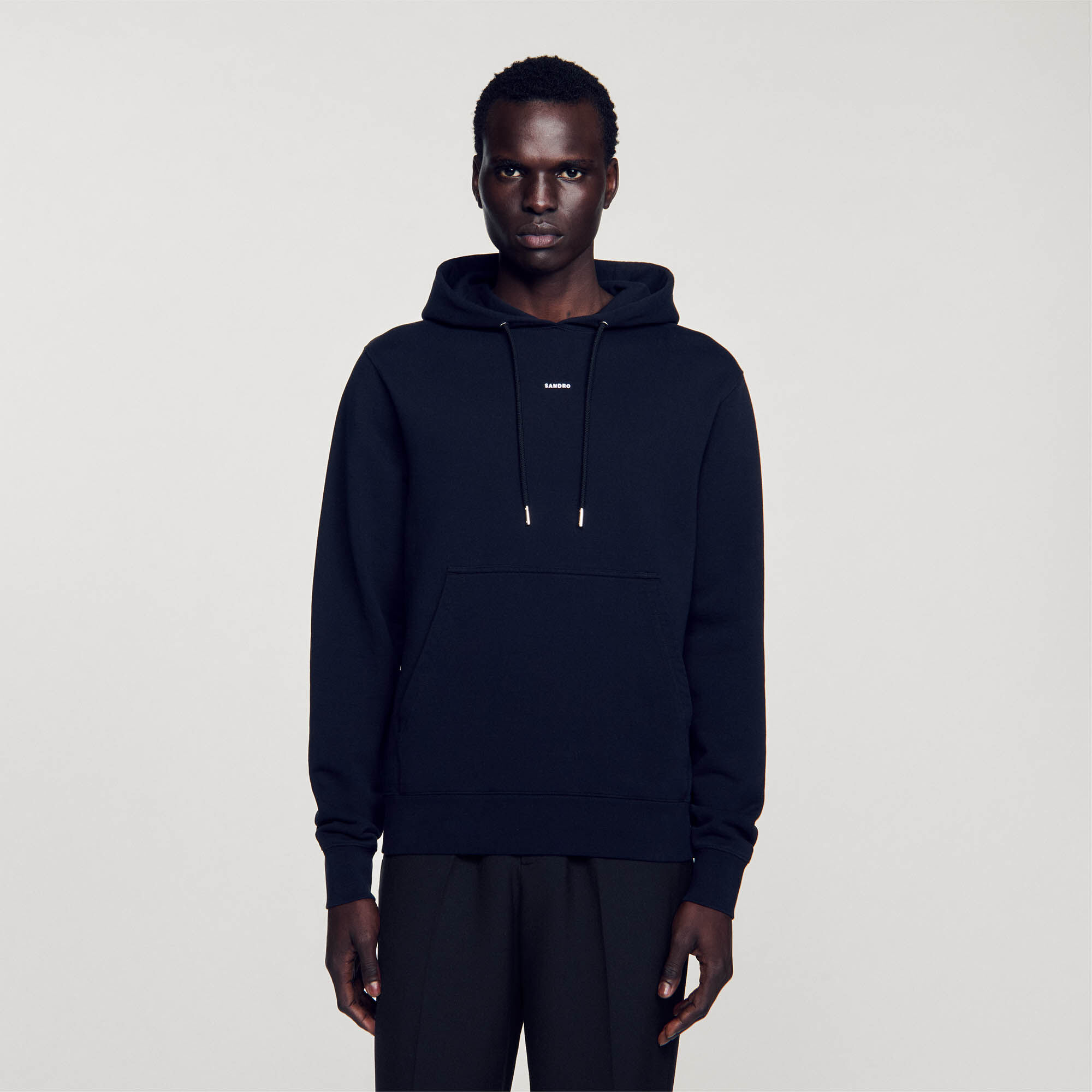 Embroidered hoodie black / gray for Men | Sandro Paris