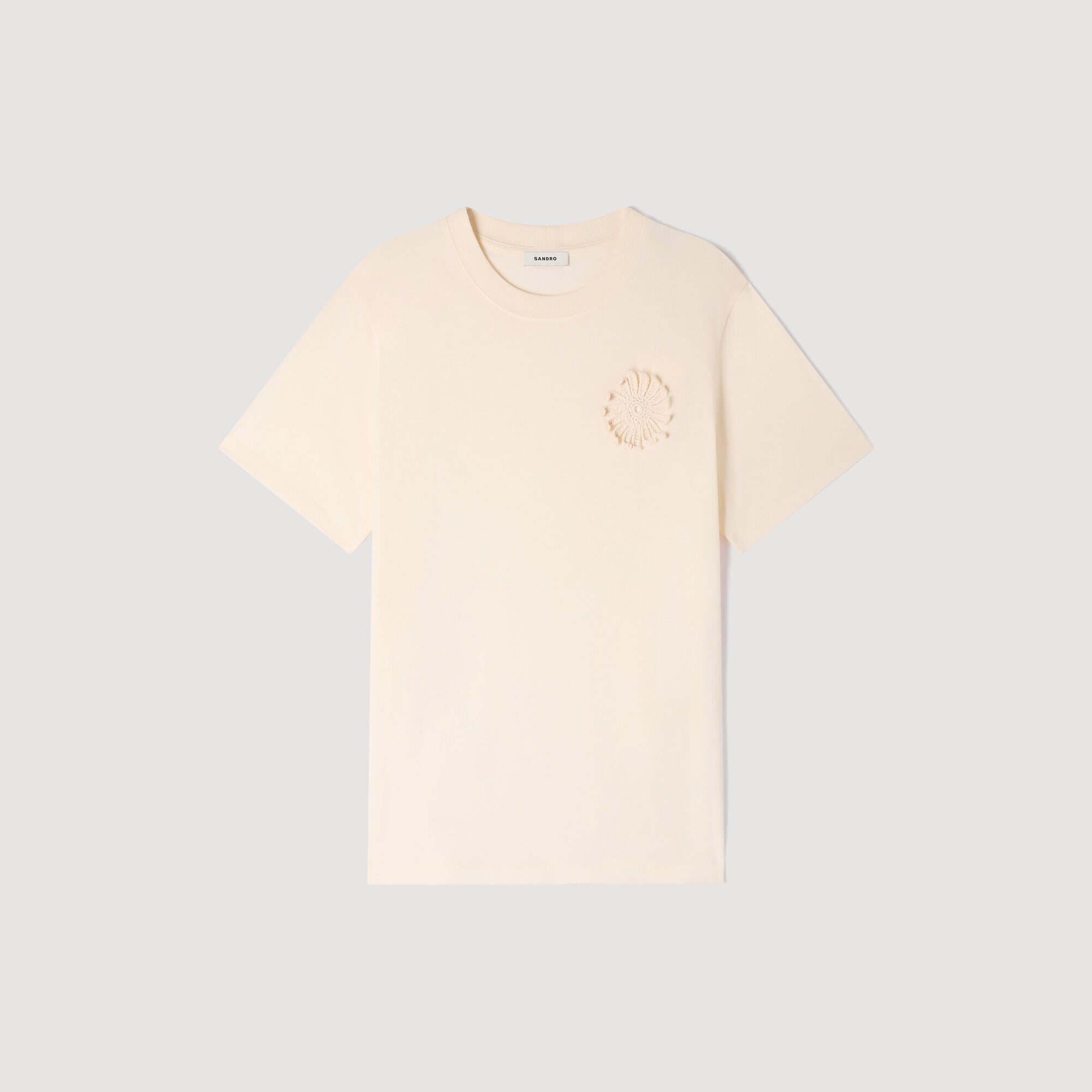 Cotton crochet flower T-shirt in Sky Blue for Men | Sandro Paris