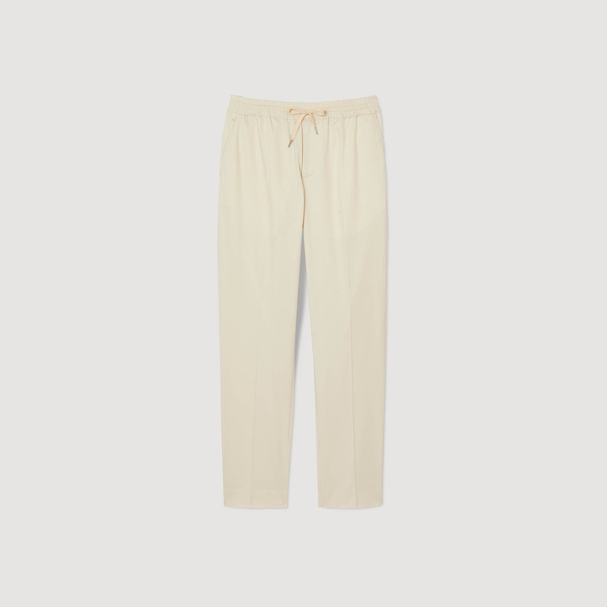 Elasticated straight-leg trousers