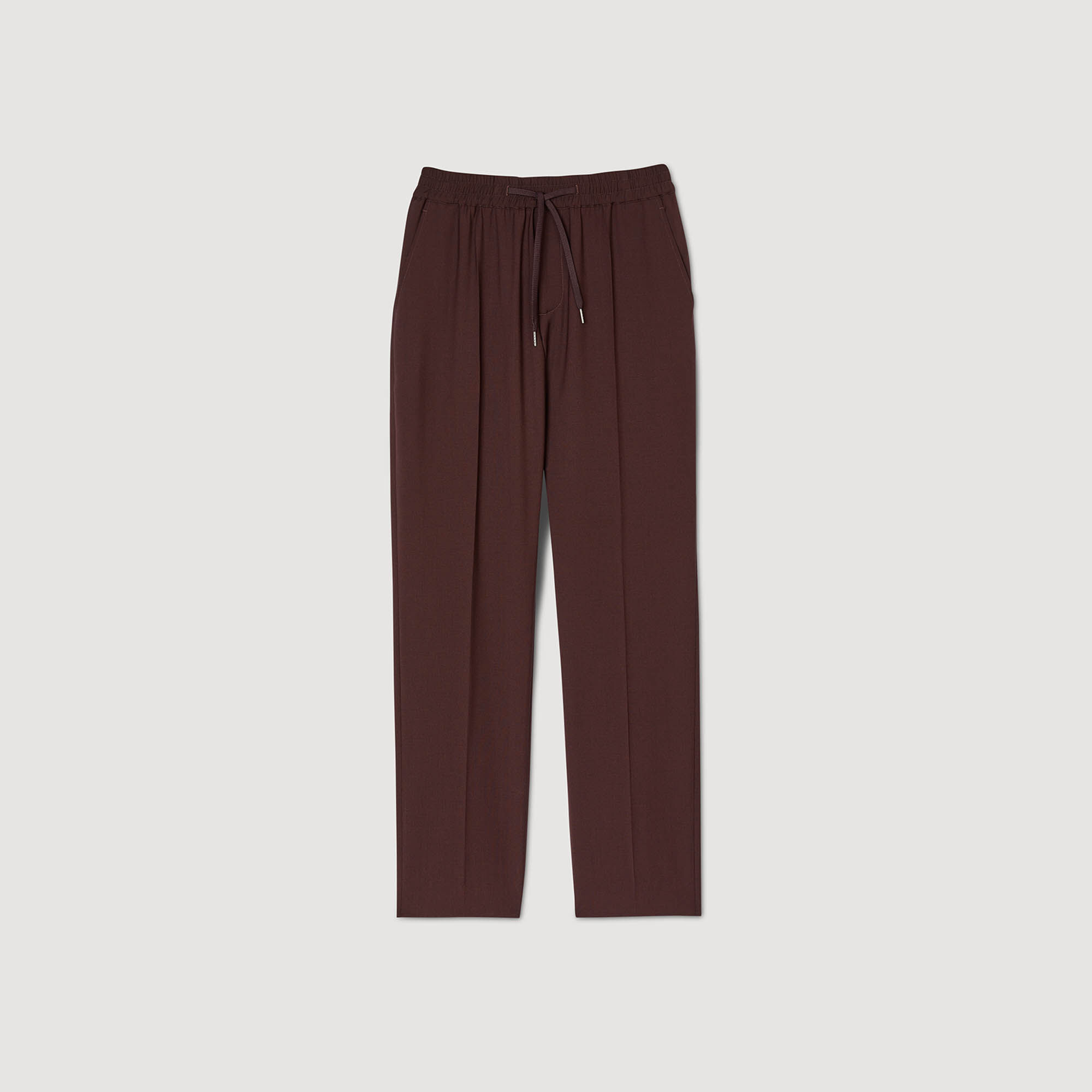 Elasticated straight-leg trousers