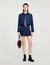 Cropped jacket with leather collar