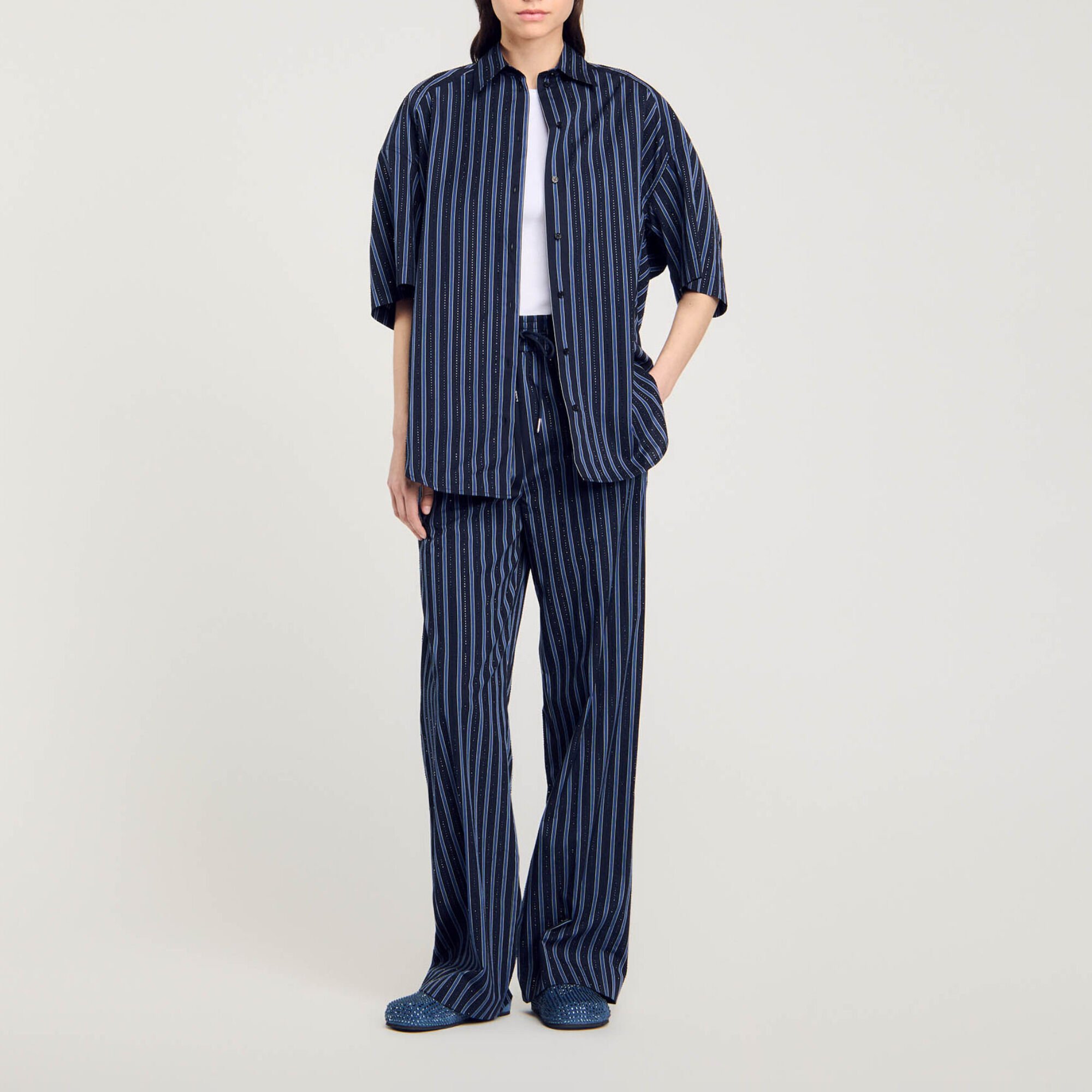 Rhinestone tie shirt