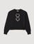 Sweatshirt with rhinestone hearts