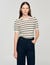 Striped sweater with pearl collar
