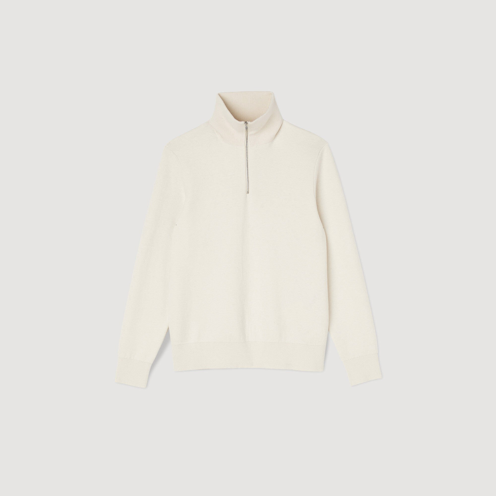 Half-Zip sweater white / beige for Men | Sandro Paris