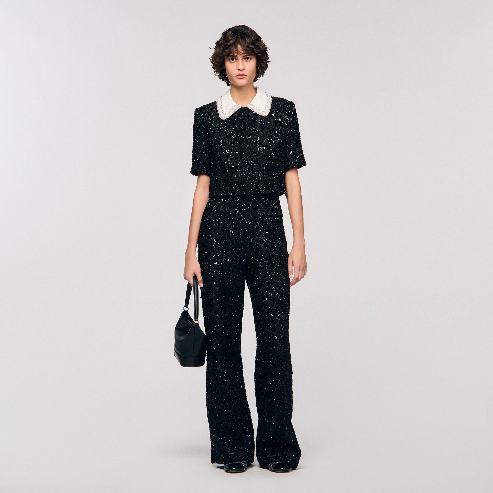 Removable rhinestone collar Jacket