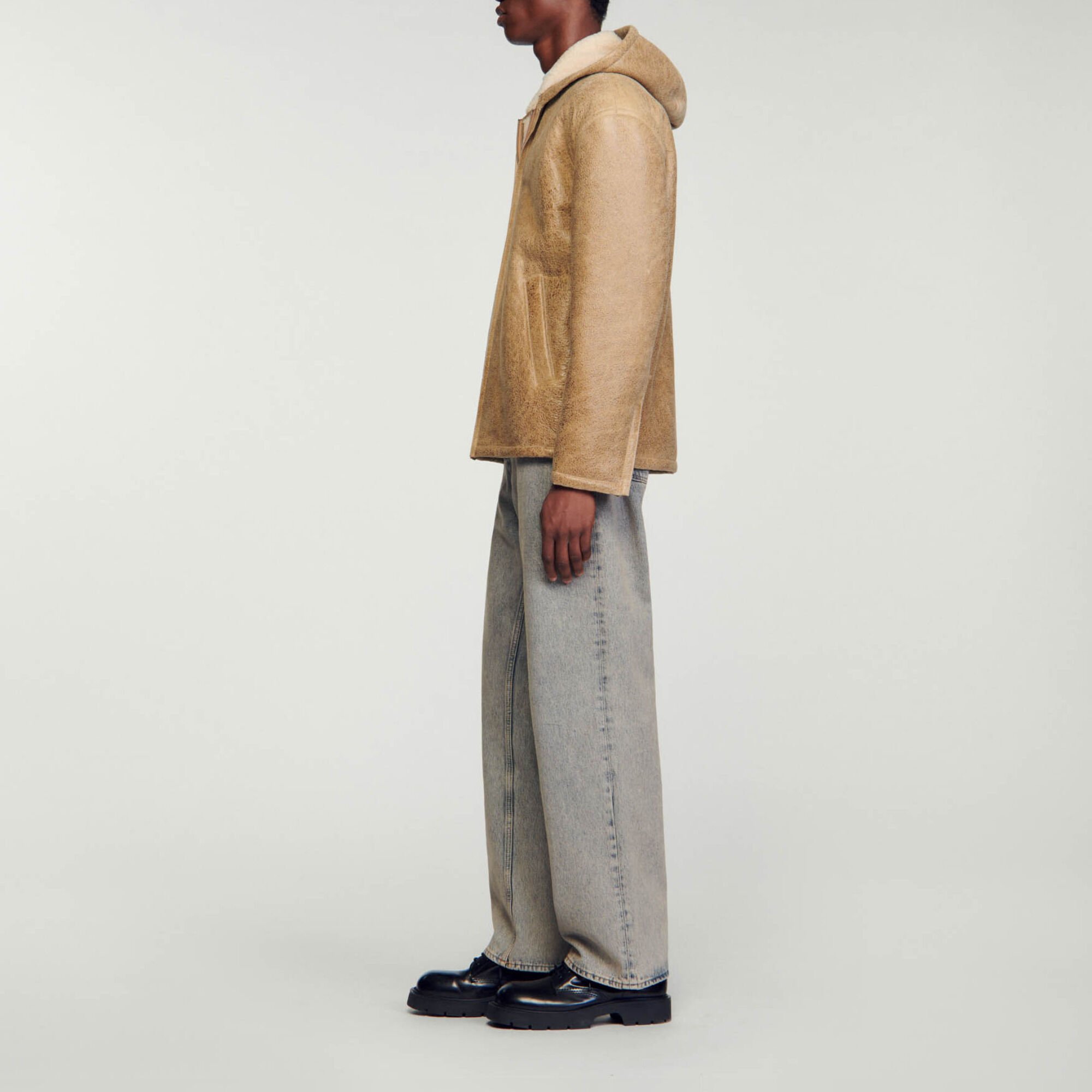 Woollen leather jacket
