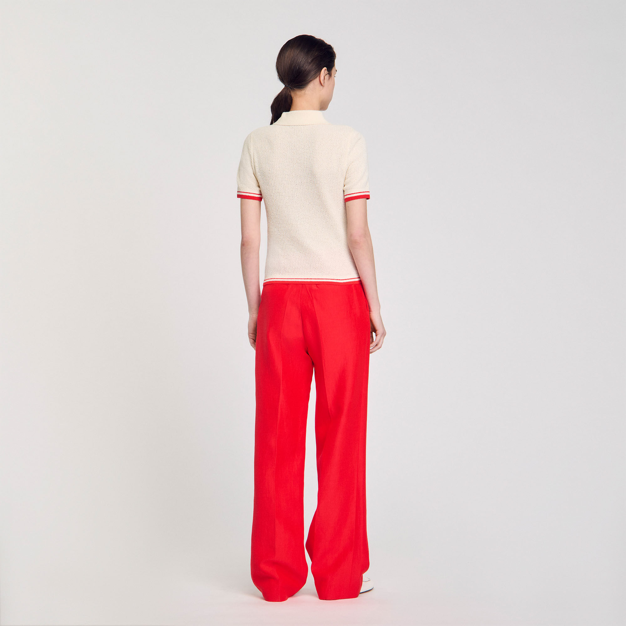 [国内発送] SANDRO★キャメルスヌード Polo-neck sweater white / beige For Women | Sandro Paris