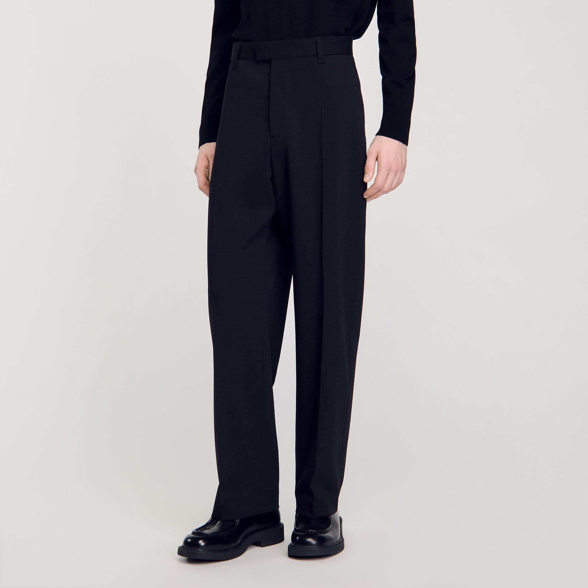 Wide-leg wool trousers
