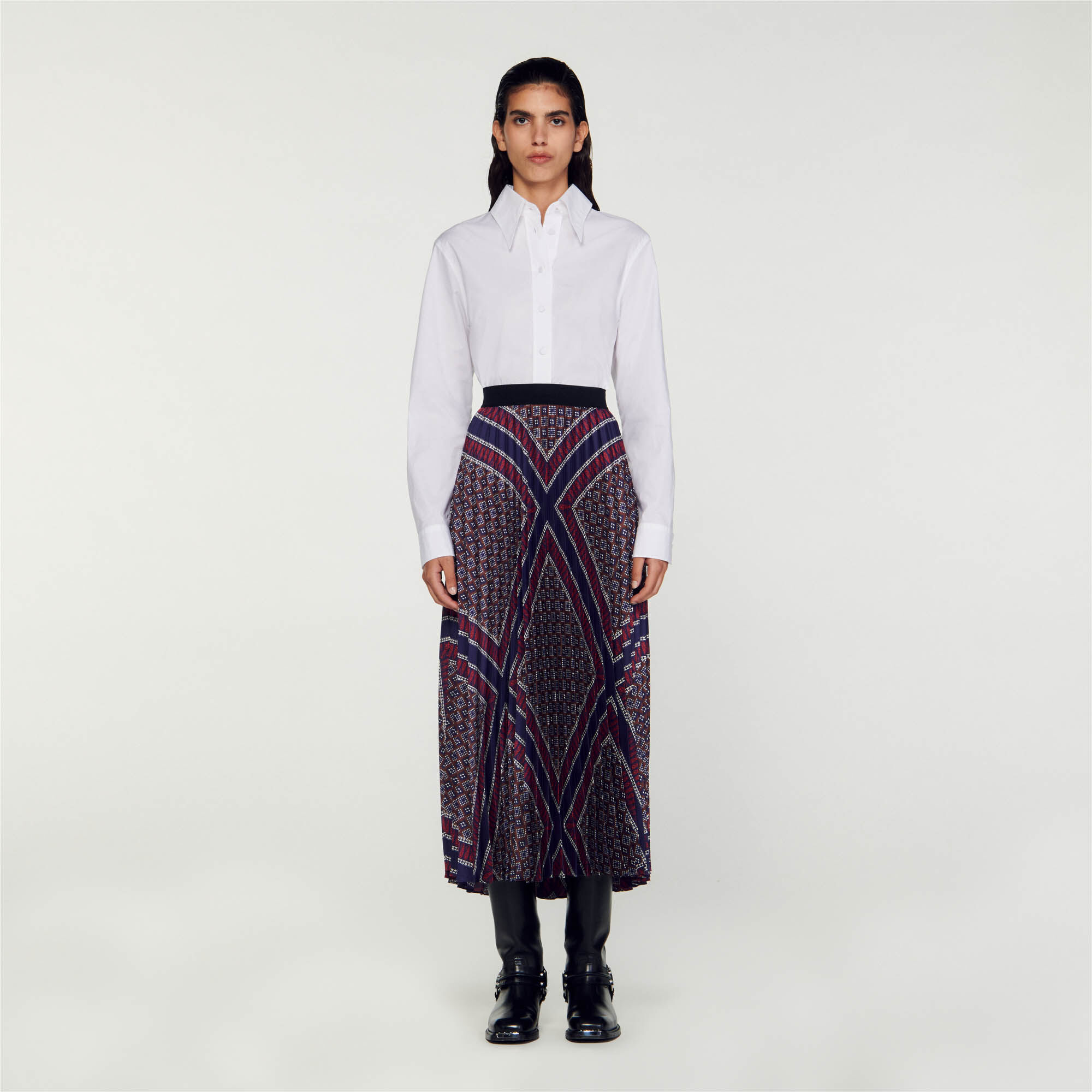 Zara Geometric print midi skirt
