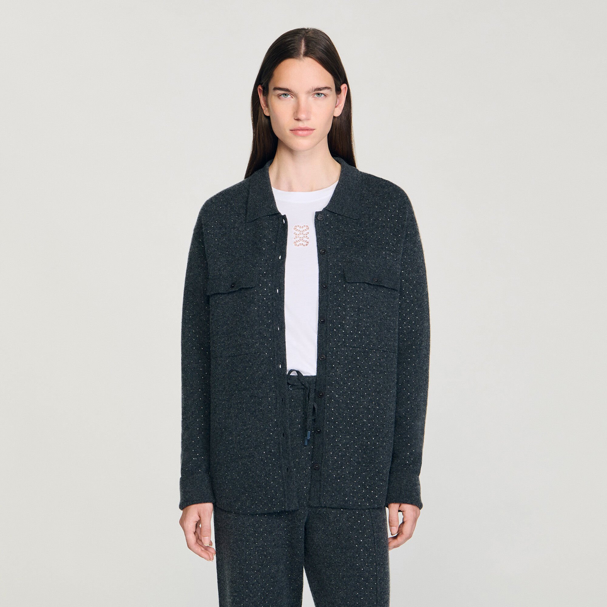 Long rhinestone cardigan