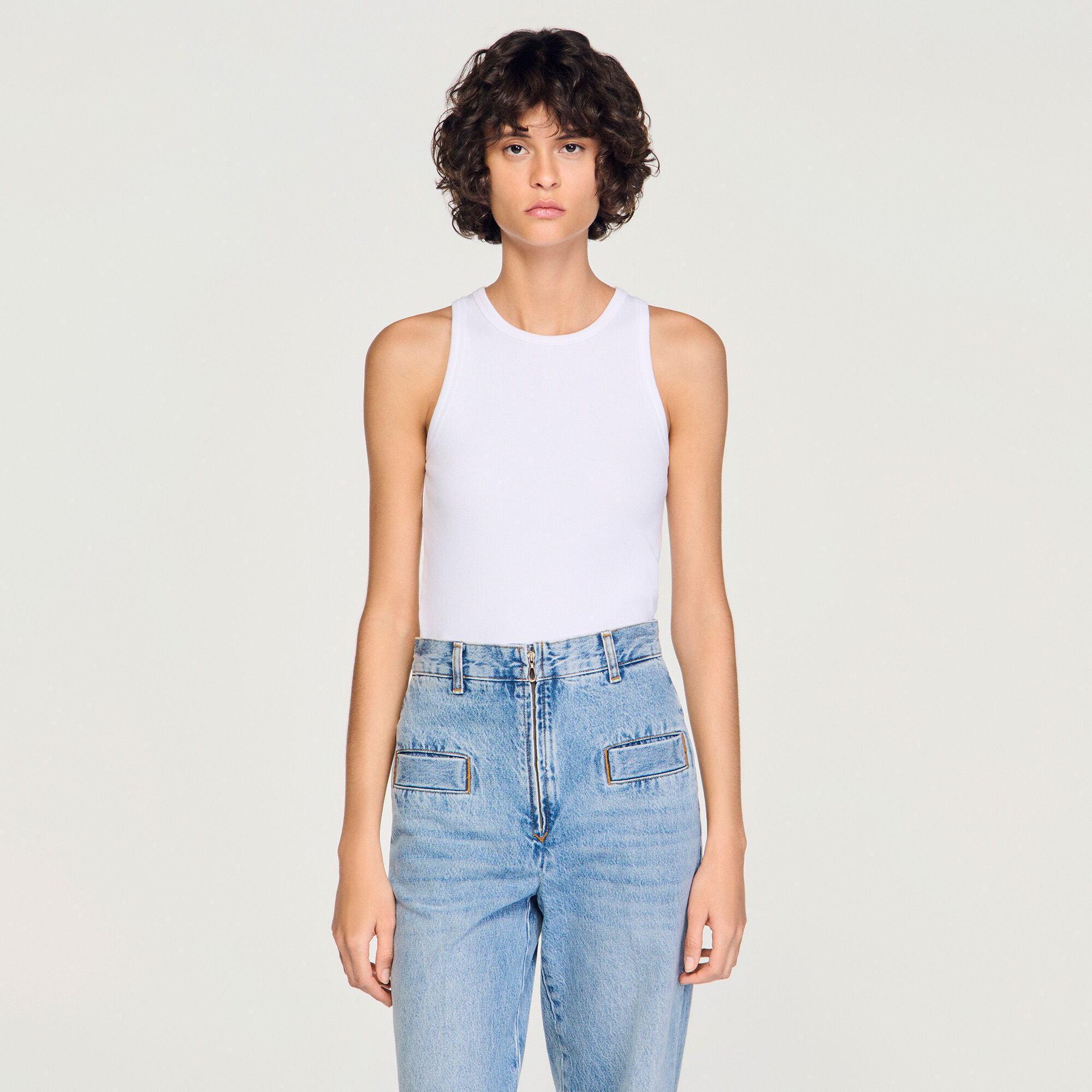 Embroidered vest top