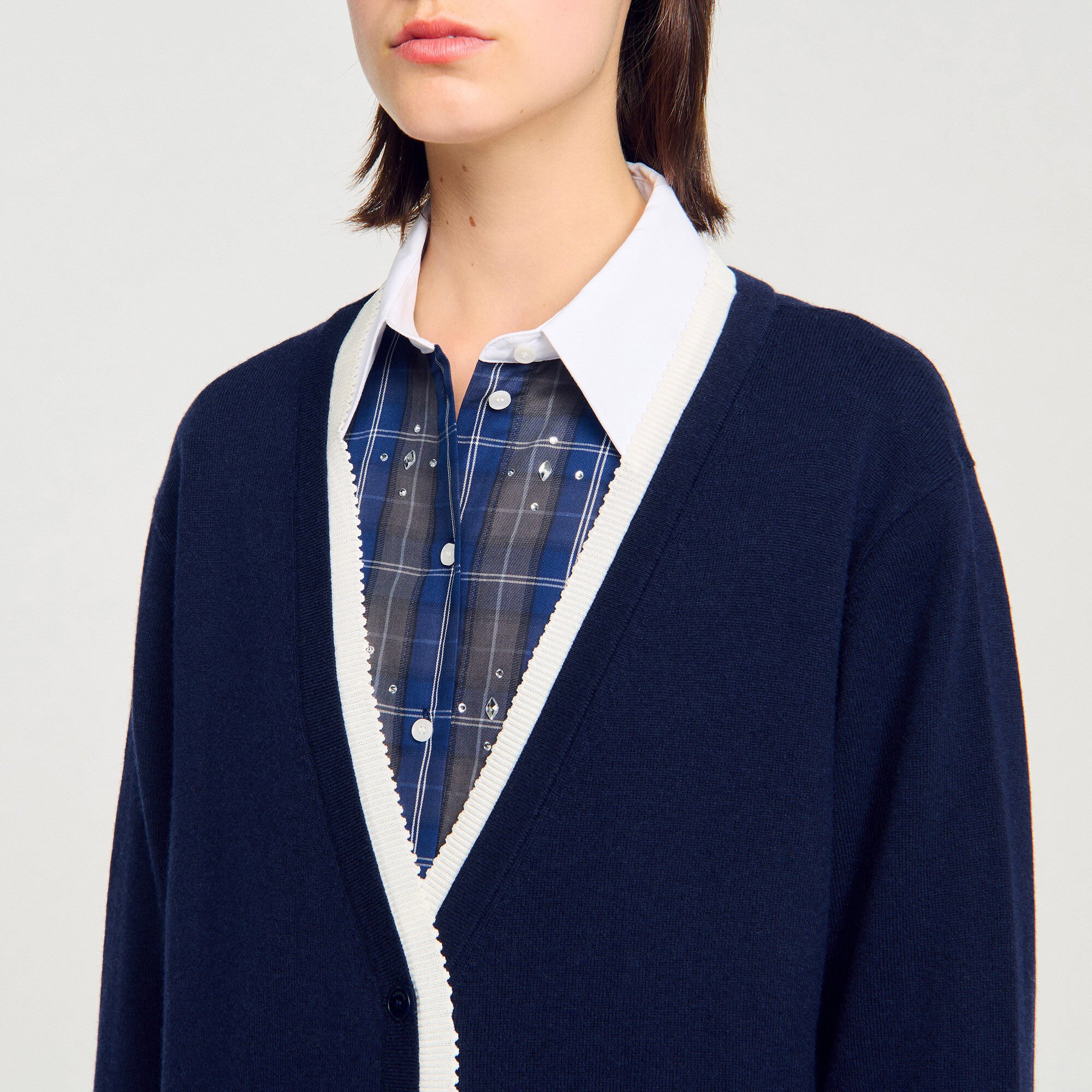 Long two-tone cardigan