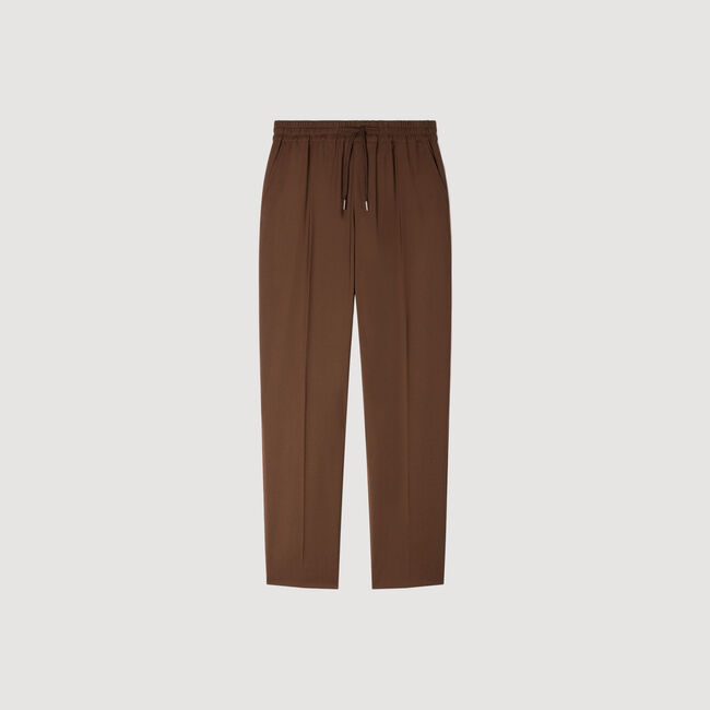 Elasticated straight-leg trousers