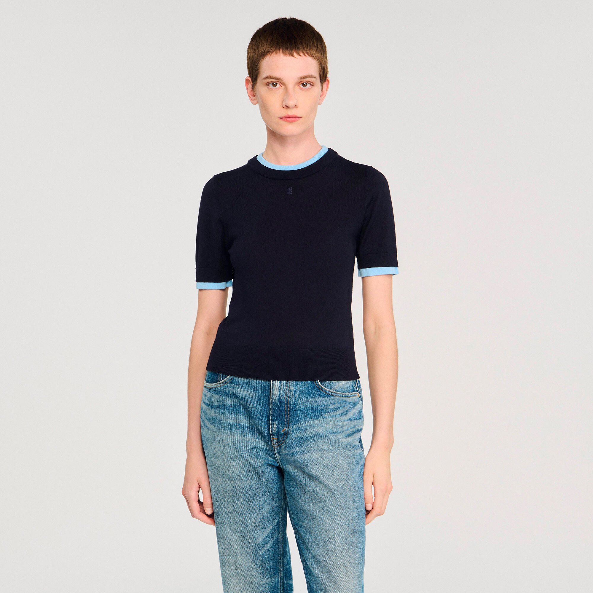 Two-tone cropped sweater